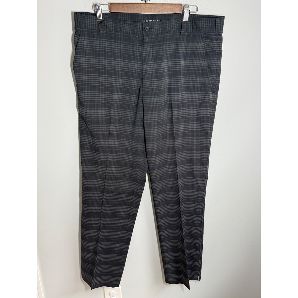 Nike Golf Tour Performance Plaid Pants Mens 36x32 Grey Black Check Flat Front
